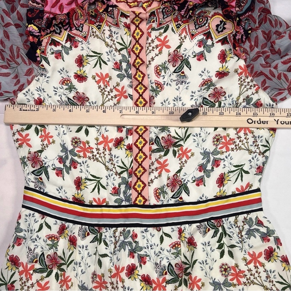 Alice + Olivia Kathy Floral Tiered Mini Dress, Size 6 - Picture 8 of 16